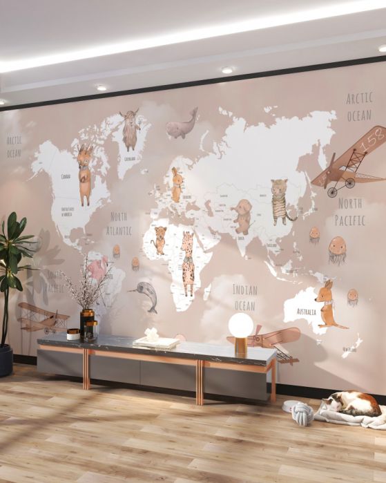 Carta da parati Mappa del mondo per bambini